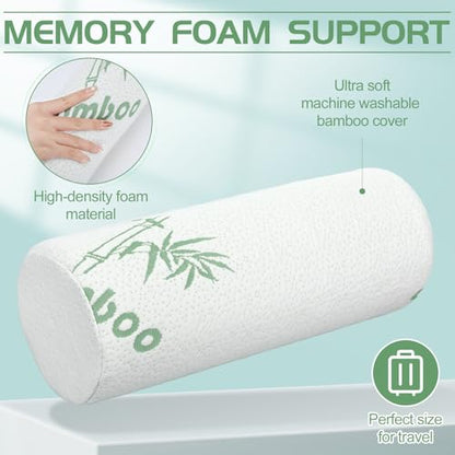 Bucherry 1 Pcs 15.8 x 5.9 Inches Cervical Neck Roll Memory Foam Pillow Cylinder Bolster Pillow for Bed Round Neck Support with Removable Washable Cover for Sleeping Travel Yoga Legs Back Lumbar - size: 15.8 x 5.9 Inches