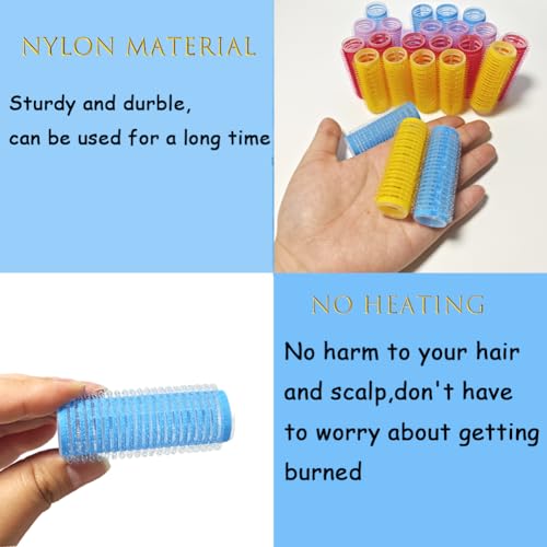 ZMD 18Pcs Self Grip Small Hair Curlers Rollers, Plastic Hair Curlers Heatless Salon Hairdressing Curlers DIY Curly Hair-Accessories for Women Girls Short Medium Thick Hair (0.8 x 2.4 Inch) - color: Blue
