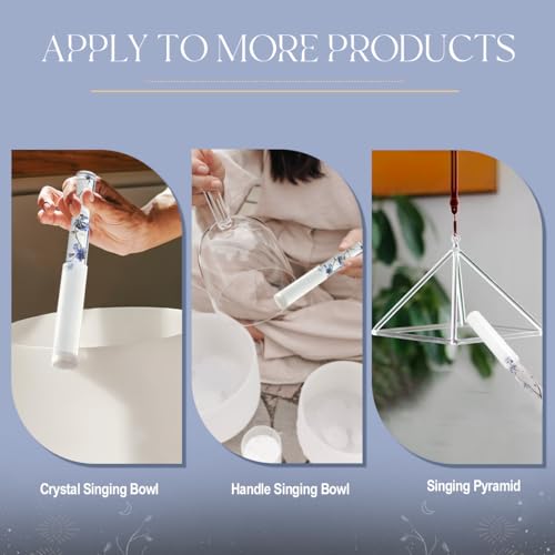 Singing Bowl Mallet Clear Acrylic Base Silicone Rubber Striker Mallet for Playing Quartz Crystal Singing Bowl with Bundle Pocket(Floral) - color: Clear