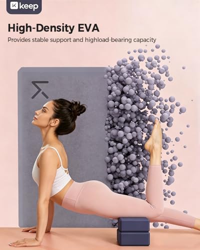 KEEP Yoga Block, High-Density EVA Foam 2 Pack Yoga Block with Non-Slip Textured Surface, Supportive, Lightweight - Ideal for Yoga - color: 2-pack-hibiscus purple