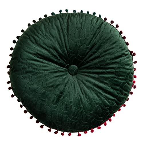Round Throw Pillow Thickened Seat Cushion Sofa Cushion Meditation Pillow Living Room Window Balcony Decoration Pillow (15.7in, Blackish Green) - color: Blackish Green, size: 15.7in