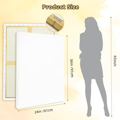 2-Pack 24x36 Stretched Canvas 13.4oz Warp-Resistant for Oil & Acrylic | (380gsm) triple gesso primed, warp-resistant, large pre-stretched canvas for gallery-quality art - size: 2pk - 24"x 36"