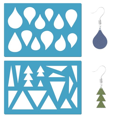 GORGECRAFT 5.1"x3.5" 2Pcs Earring Teardrops Jewelry Stencils Cutouts Stencil Arylic Triangles Geometric Reusable Drawing Template for Women Earrings Bracelets Making Cabochons DIY Ruler Art Tool - style: Teardrop