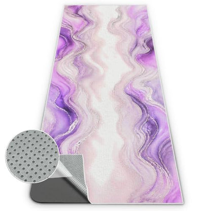 Yoga Mat Towel, Hot Yoga Towel High-Definition Pattern, Machine Washable with Ultra-Absorbent Yoga Towels for Hot Yoga Non Slip for Fitness, Exercise, Pilates, 72 x 27 in, Purple Ripples - color: Purple Ripples