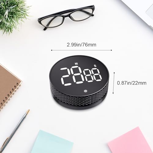 BlueSnail Kitchen Timer with LED Digital Display Smart Efficana for Home Classroom Gym Office, Volume and Brightness Adjustable Productivity Timer (All Black) - color: All Black