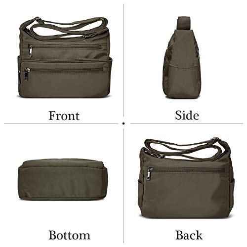 VOLGANIK ROCK RFID Purses for Women Fabric Nylon Multi Pocket Crossbody Bag Ladies Travel Handbag - color: Army Green, size: Standard