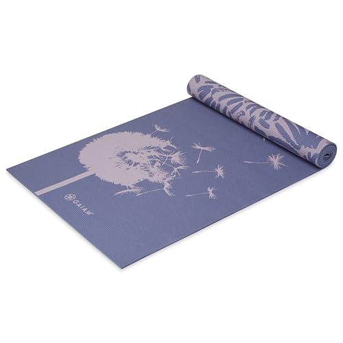 Gaiam Yoga Mat - Premium 6mm Print Reversible Extra Thick Non Slip Exercise & Fitness Mat for All Types of Yoga, Pilates & Floor Workouts (68" x 24" x 6mm Thick) - color: Dandelion Fossil