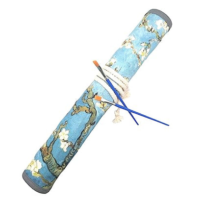 Funny live Paint Brush Holder Art Supplies, Artist Paint Brush & Storage Organizer Roll-Up Case Bag, Protect Acrylic Oil Watercolor Paintbrushes (Almond Blossom 20 Slot Pockets) - color: Almond Blossom 20 Slot Pockets