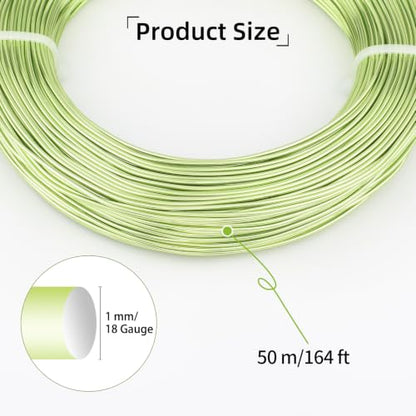 18 Gauge Aluminum Craft Wire, 164FT 1mm Bendable Metal Wire for Jewelry Making, Wreath Making, Beading(Neon Green) - color: Neon Green