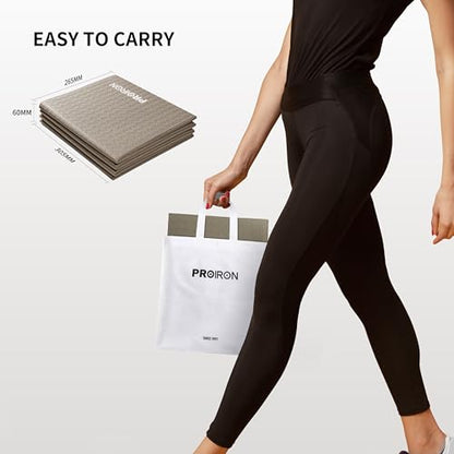 PROIRON Foldable Yoga Mat 0.24"/0.16" for Home Workout & Travel, Non Slip Travel Yoga Mats with Carry Bag, Packable Yoga Mat for Home Gym, Pilates, Fitness,Stretching - color: (0.16" PVC) Brown