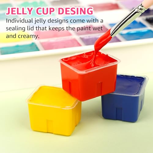 HIMI Gouache Paint Set 56 Colors 30ml/1oz Metallic Fluorescent Non-Toxic | 56 Colors inc Metallic & Fluorescent; Non-toxic ASTM D-4236 EN71; Jelly cup gouache set; Thick creamy opaque pigments
