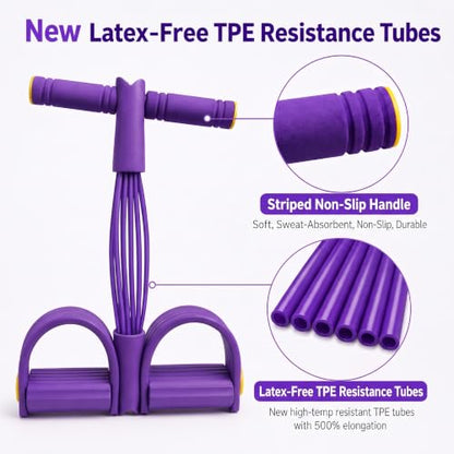 Pedal Resistance Band with Handle,4/6/8 Tubes Options,Soft Foot Straps