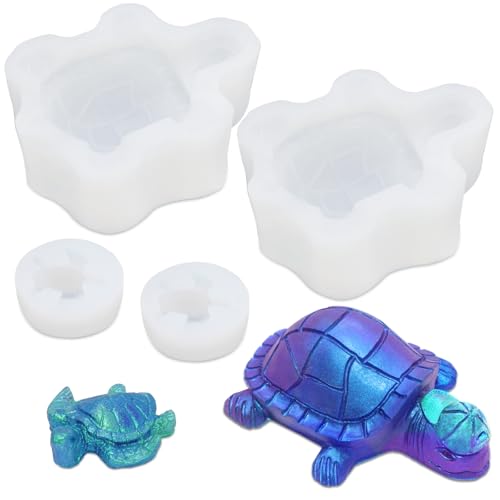 Turtle Shape Resin Molds, SENHAI 4 Pcs Cute Turtle Silicone Molds, 3D Animal Epoxy Resin Molds, Turtle Art Silicone Resin Molds for Craft, Resin Casting, Home Decoration, Holiday Gifts