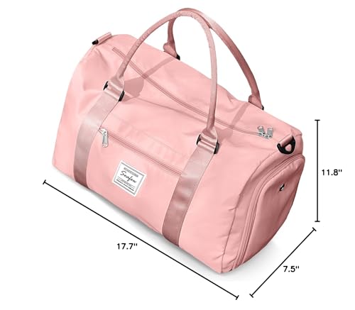 Gym Bag for Women Men with Shoes Compartment,Sports Duffle Bag Personal item travel Duffel Bags Tote Bag Small Carry on Weekender Overnight Bags Workout Dance Bag Hospital Holdalls Pink - color: A4-Pink