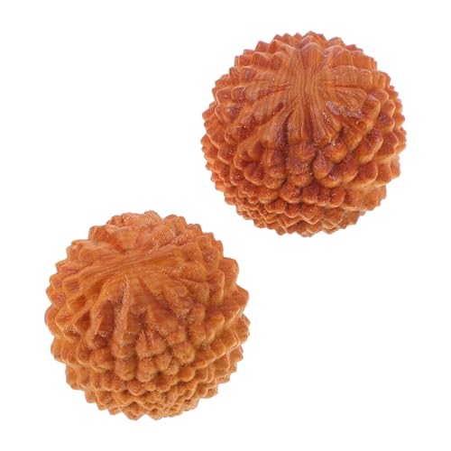 Ipetboom 2Pcs Durian-Shaped Wood Hand Massage Balls, Rolling Hand Massager for Finger Acupoint Therapy and Muscle Knot Relief Compact Fitness Supply for Exercise and Relaxation