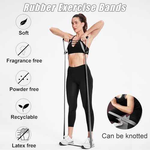 Resistance Bands Set for Physical Therapy, Rehab, Yoga and Pilates - color: Gradient Gray 10-115lbs - Includes Accessories