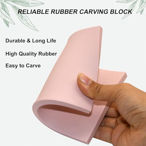 Rubber Stamp Carving Blocks 4"x6" Pink Rubber Carving Blocks Soft Linoleum Blocks for Stamp Maker Printmaking Supplies (2 Pack-4x6Inch)