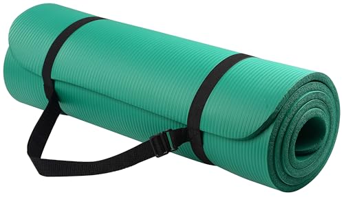 Fitvids Yoga Mat, 1/2-Inch Extra Thick High Density Exercise Mat, Anti-Tear Exercise Yoga Mat with Carrying Strap, Suitable for Various Yoga Exercises - color: Green