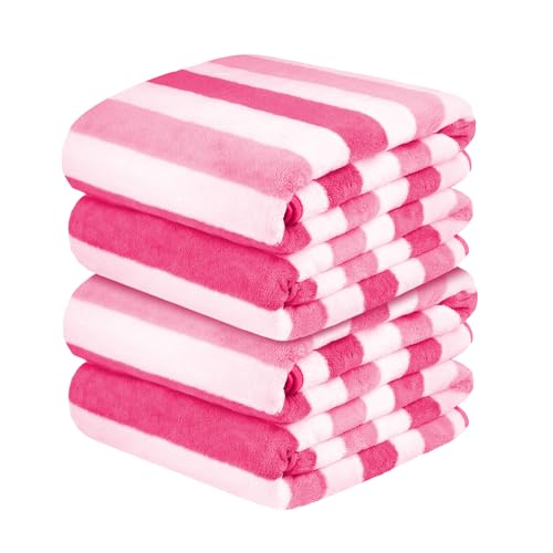 JML Microfiber Bath Towels Set of 4, 30" x 60", Cabana Stripe Pink - color: Cabana Stripe Pink, size: 4 Pack (30 in x 60 in)