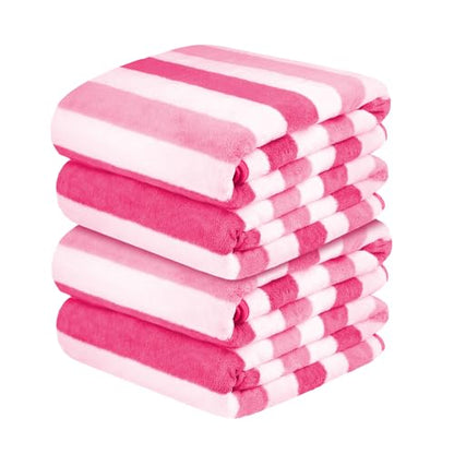 JML Microfiber Bath Towels Set of 4, 30" x 60", Cabana Stripe Pink - color: Cabana Stripe Pink, size: 4 Pack (30 in x 60 in)