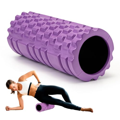 Krightlink Foam Roller for Muscle Massager, Patented 13" High Density Exercise Roller for Muscle and Myofascial Trigger Point Release, Yoga, Back Roller for Fitness, Yoga (Purple) - color: Violet