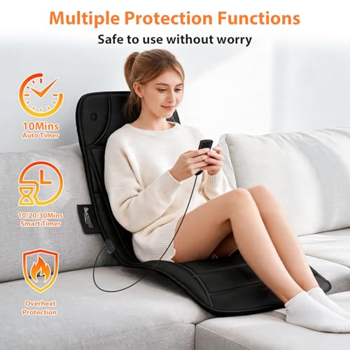 Vibration Massage Mat with Heat – Full Body Electric Massager Mattress Pad, 10 Motors, 9 Modes, 9 Intensities, 3 Heating Levels, 3 Timer Settings, Storage Bag, Earplugs, for Neck Back Waist Hips Legs - size: 57.8x19.7x1.2 in