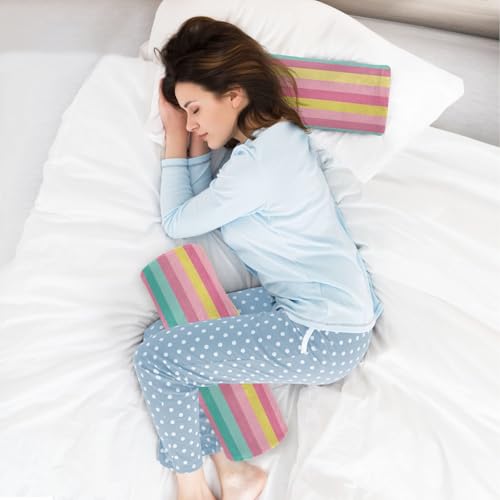 Bolster Pillow Neck Pillow Round Soft Health Memory Foam Pillows Long Cylindrical Body Pillow with Removable Cover Cute Back Yoga Colorful Stripes01 Pattern 17" x 5.5" - color: Colorful Stripes01 Pattern