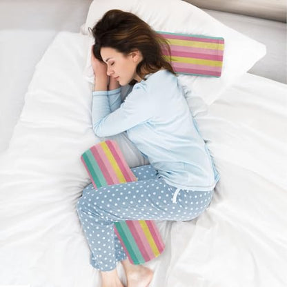 Bolster Pillow Neck Pillow Round Soft Health Memory Foam Pillows Long Cylindrical Body Pillow with Removable Cover Cute Back Yoga Colorful Stripes01 Pattern 17" x 5.5" - color: Colorful Stripes01 Pattern