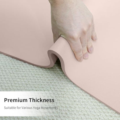 HAHE Yoga Mat Thick (8MM,1/3"), Eco-Friendly POE Non Slip Yoga Mat, High Rebound & Shock Absorption, Anti-Tear & Sweat-Resistant for Yoga, Fitness, Home, Workouts, Large Pilates Mats 72"x24" with Carrying Strap - color: Milk-Coffee