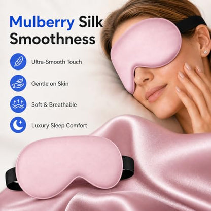 Cooling Sleep Mask with Mulberry Silk Surface & Removable Gel Pack - color: Cooling Pink