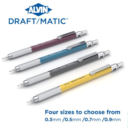 Alvin, Draft-Matic Mechanical Pencil, 0.3mm, Stainless Steel Drawing and Design Tool for Students and Professionals, Great for Drafting, Architecture, Engineering, and Art - color: Yellow