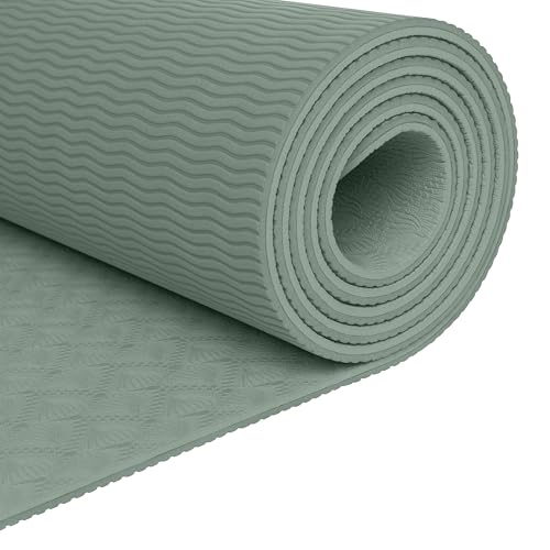 Retrospec Zuma Yoga Mat 6mm Thick Non-Slip TPE Exercise Mat | Cushioned Workout Mat for Yoga Pilates and Home Stretching | 72 x 24 with Carrying Strap