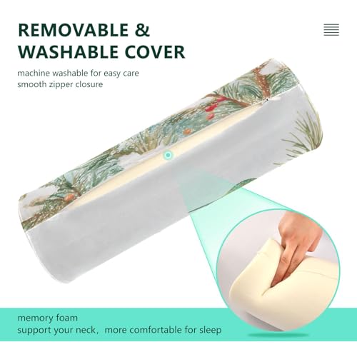 Cartoon Hummingbirds and Pine Tree Neck Roll Pillow Bolster Round Health Memory Foam Long Cervical Cylinder Pillows with Removable Washable Cover for Body Bed Legs Back Yoga - color: Cartoon Hummingbirds and Pine Tree