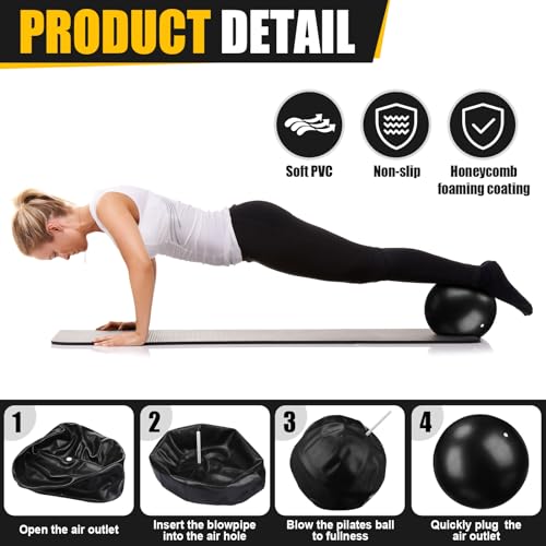 Silipull 18 Pcs Pilates Ring and Ball Set Pilates Equipment for Home Workout 11.8 Inch Magic Circle Rings with Padded Handles, Small Yoga Balls for Strength, Fitness, Toning and Flexibility, Black