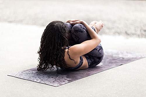YOGA DESIGN LAB | The Combo Yoga Mat | 2-in-1 Mat+Towel | Eco Luxury | Ideal for Hot Yoga, Power, Bikram, Ashtanga, Sweat | Studio Quality | Includes Carrying Strap! - color: Mandala Black, size: 3.5mm