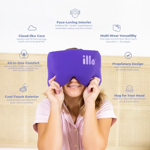 illo Sleep Mask for Women, Thick Fluffy Full Head Blocks Light Muffle Sound - color: Violet Dream