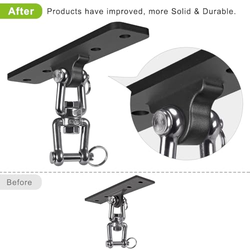 Dolibest Heavy Duty Swing Hanger, Ceiling Mount Swivel Hook, 360° Rotation Wood Beam Holder Body Weight Strength Training Systems, Aerial Yoga Swing & Hammock, Resistance Band for Wooden Sets - color: 4 Holes Ceiling Anchor With Swivel