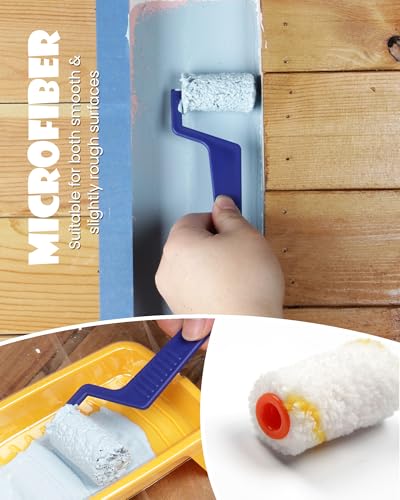 Voomey Small Paint Roller, 2 Inch Mini Paint Roller Kit 10 Pack | Microfiber Paint Rollers with Tray and Roller Frame for Touch Up Painting Wall, Door, Cabinet - size: 2 Inch Mini Paint Roller Kit 10 Pack