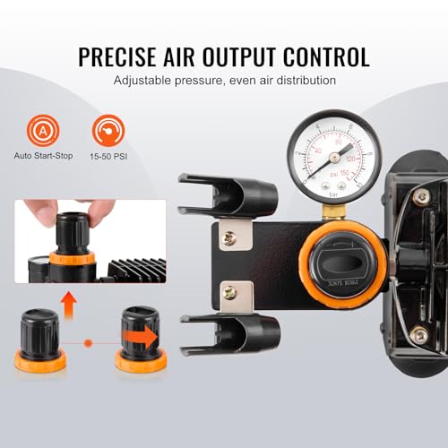 VEVOR Airbrush Kit, Professional Airbrush Set with 1/5 HP Compressor & 3 Airbrushes, Airbrushing System Kit with Multi-Purpose Dual-Action Gravity Feed Airbrushes, Art Nail Cookie Tatto - color: 3 Airbrushes Set