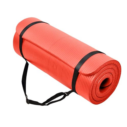 BalanceFrom 1-inch Thick 71x24 Inches Extra Thick Exercise Yoga Mat - color: Red