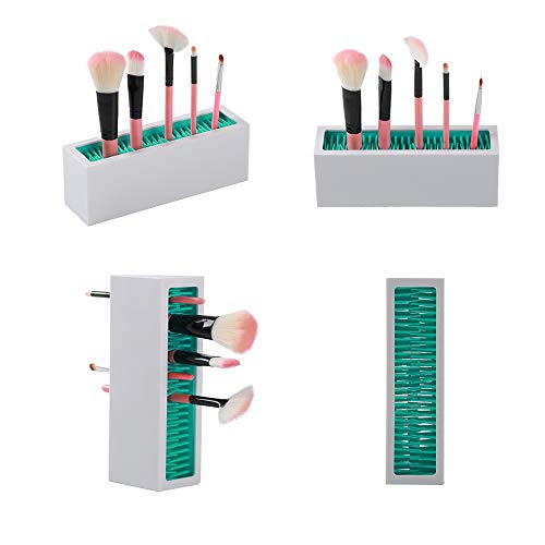 JAMEND CLXP Makeup Brushes Holder Organizer, Silicone Vanity Air Drying Rack Display Storage for Brush, Eyeliners and More, Practical Cosmetic Tools Container (Pink-White) - color: Pink-White