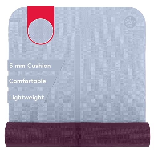 Manduka Begin Yoga Mat 68" - 5mm Cushioning | Comfortable, Lightweight & Reversible with Alignment Stripe | Budget-Friendly | 68 x 24 inches - style: Lavender Purple Mat