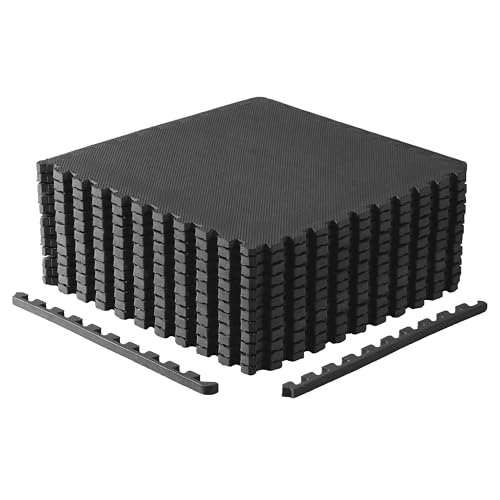 CAP Puzzle Exercise Mats | 3/4” Thick EVA Interlocking Foam Tiles for Home Gym Flooring | Multiple Options - color: T - Black, style: 12 Tiles (48 SQ FT)