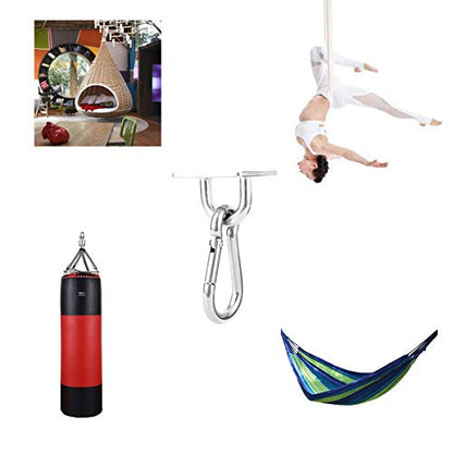 heyous 2 Set M8 Suspension Ceiling Wall Mount U Hook Anchor Hanger Stainless Steel Heavy Duty Multi Purpose Hammock Swing Ceiling Hook Strip Base Plate with Snap Hook - color: Strip, size: M8
