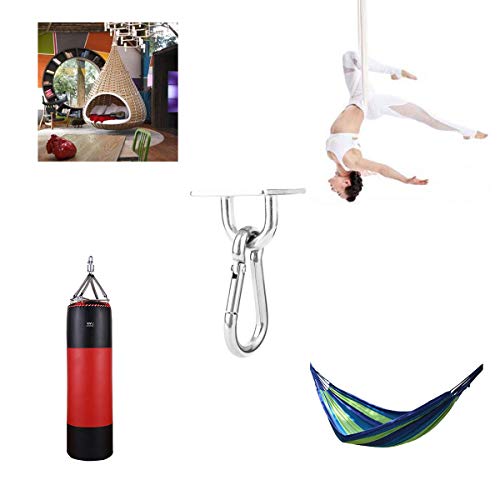 heyous 2 Set M8 Suspension Ceiling Wall Mount U Hook Anchor Hanger Stainless Steel Heavy Duty Multi Purpose Hammock Swing Ceiling Hook Square Base Plate with Snap Hook - color: Square, size: M8
