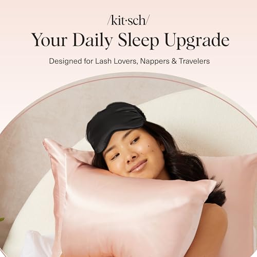 Kitsch Weighted Satin Sleep Mask | Eye Masks for Sleep - (4.1oz/116g) | Softer Than Silk Sleep Mask, Blindfold Sleep Masks for Women & Men, No Eye Pressure, Lightweight Eye Mask, Travel Essentials - color: Weighted Black