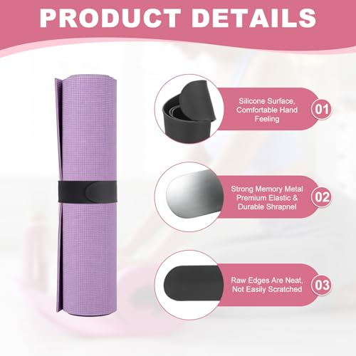 Yoga Mat Strap Slap Band, One Snap Yoga Mat Slap Band for Keep Mats Tightly Rolled Exercise Mat Sling Holder - color: Black
