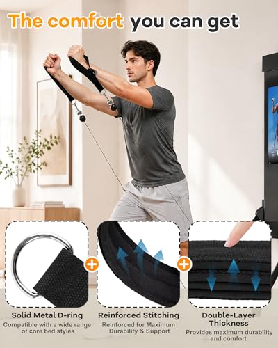 Wonderful Day Upgraded Pilates Loops Compatible with Tonal Smart Home Gym, Soft Thickened Double Loop Straps with Sturdy Adapters, Fitness Accessories for Reformer & Wall Pulley (2 Count) - color: Black