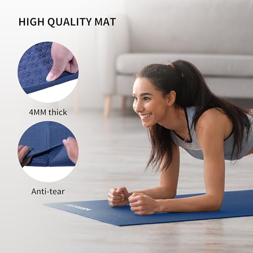 PROIRON Foldable Yoga Mat 0.24"/0.16" for Home Workout & Travel, Non Slip Travel Yoga Mats with Carry Bag, Packable Yoga Mat for Home Gym, Pilates, Fitness,Stretching - color: (0.16" PVC) Blue