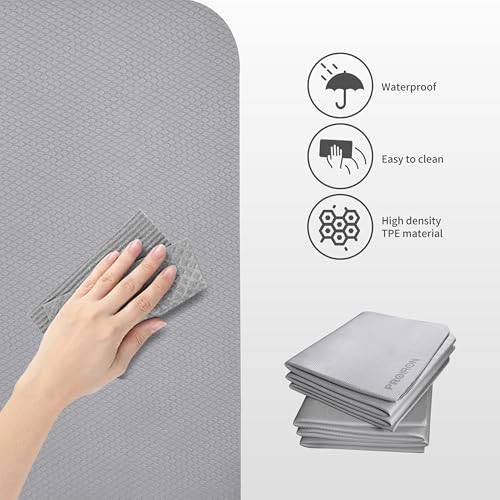 PROIRON Foldable Yoga Mat 0.24"/0.16" for Home Workout & Travel, Non Slip Travel Yoga Mats with Carry Bag, Packable Yoga Mat for Home Gym, Pilates, Fitness,Stretching - color: (0.24" TPE) Gray